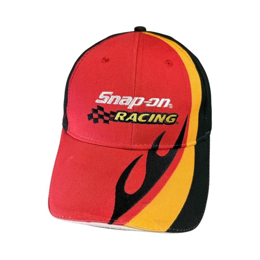 Snap On Racing Flames Baseball Cap Men's Red Black Adjustable Hat